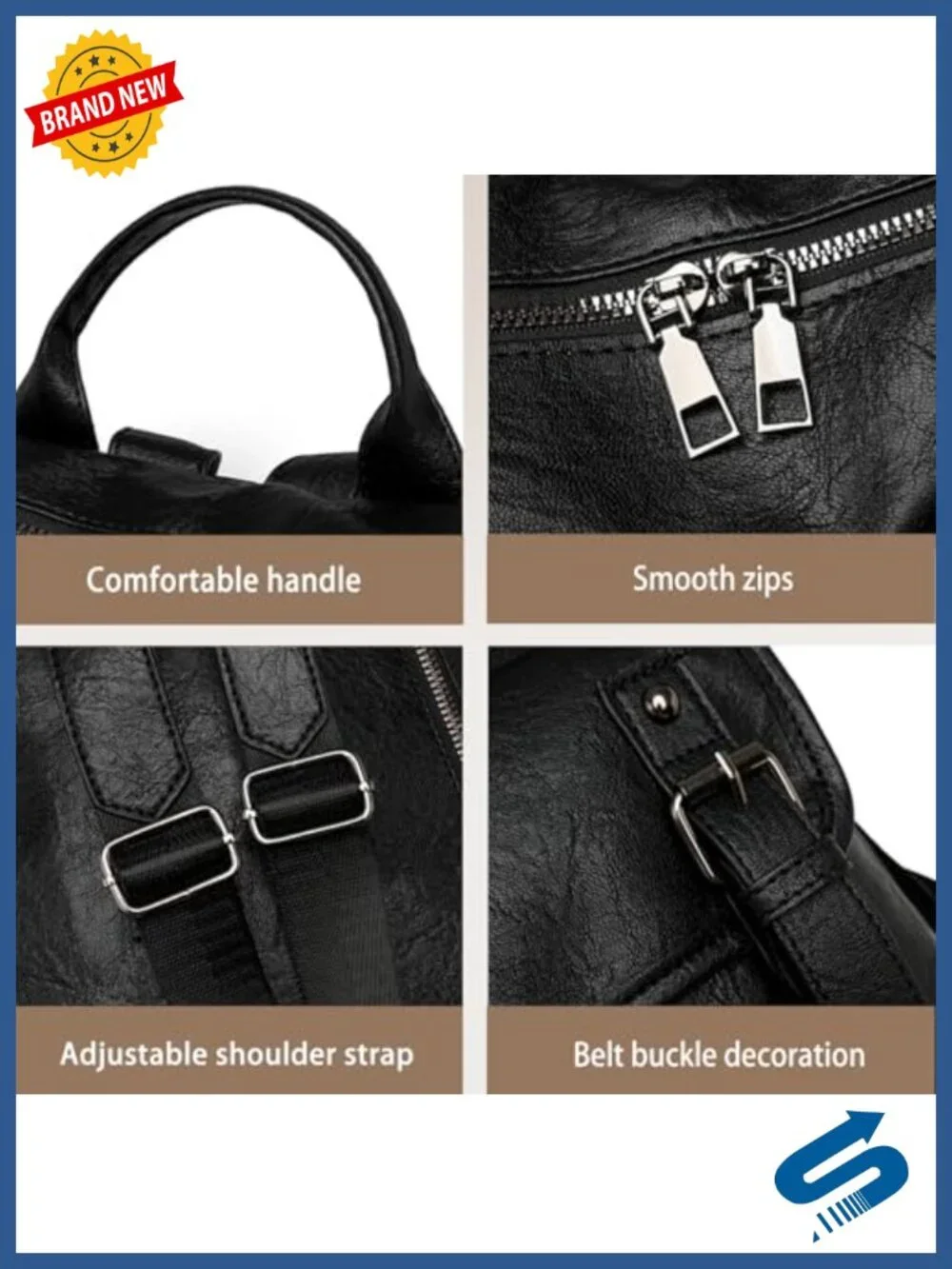 Women Backpack Purse PU Leather Convertible Shoulder Bag Multi-Pocket Large